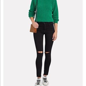 Frame Le High Skinny Raw Edge Noir Slits